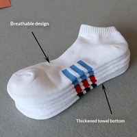 Chaussettes courtes de sport pour hommes, personnalisables avec logo, à trois bandes, en maille épaisse, à rayures, pour le badminton et les loisirs, collection printemps