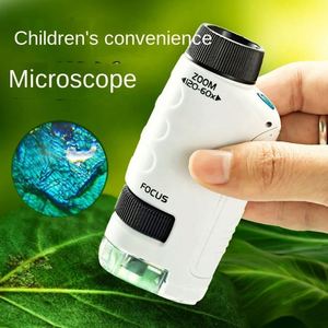Kit de microscope de poche éducatif pour enfants, 60-120x, mini lumière LED, boîte en plastique colorée, jouet d'extérieur pour enfants, science - Product Image 2