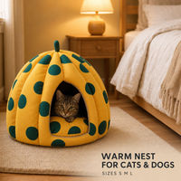 Lit pour animaux de compagnie mignon à pois en forme de citrouille pour chats et chiens, en coton PP doux