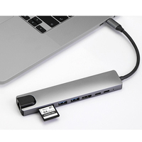 Adaptateur multiport 8 en 1 USB Type C vers HDMI Hub avec 4K HDMI Ethernet USB 3.0 ports USB 2.0 carte SD TF