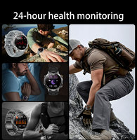 Montre connectée AK106 1,7 pouces, appels sans fil, lampe torche 1400 mAh, SOS, surveillance de la fréquence cardiaque, suivi du sommeil, suivi des pas, étanche IP68