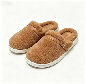 Modern Lady Sakura Pink Soft Warm Plush Faux Fur <b>Slippers</b> <b>Wide</b> Toe Breathable Sole Winter OEM Service Contact Supplier Wedding - Product Image 5