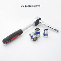 Ensemble d'outils de réparation automobile multifonctionnel de 25 pièces, boîte à outils manuelle universelle, ensemble de clés à douilles portables