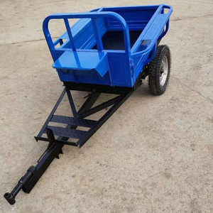 Tracteur agricole à deux roues avec remorque bleue, équipement agricole motorisé - Product Image 2