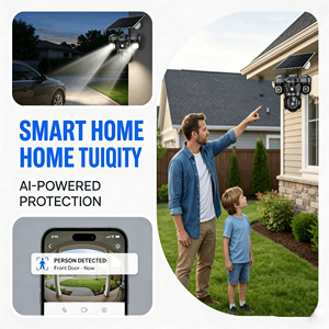 Caméra de sécurité à triple objectif solaire WiFi basse consommation avec alerte IA humanoïde et double éclairage, application V380, intérieur/extérieur, vente en gros - Product Image 2