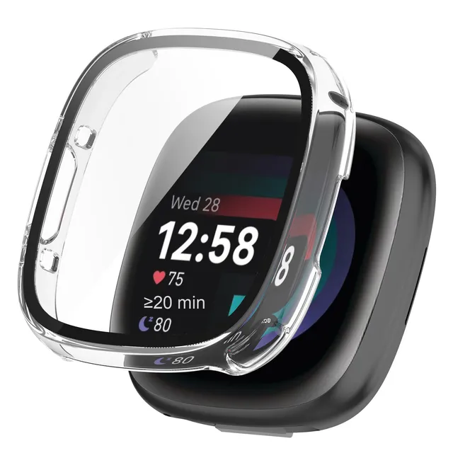 High Quality Tempered Hard Full Screen Protector Cover Case for Fitbit Versa 4 Sense 2 PC Bumper Case