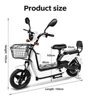Scooter électrique à deux roues 48V haute puissance EBIKE 800 watts pour adultes, moteur sans balais à 3 vitesses, amortisseur arrière, double suspension