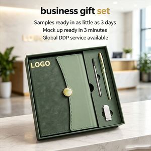 Carnet d'affaires en cuir PU A5 avec stylo, clé USB, gravure personnalisée pour anniversaire, coffret cadeau en gros avec logo personnalisé - Product Image 3