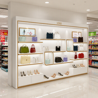 Vitrine de présentation de luxe sur mesure avec éclairage LED pour sacs à main et chaussures, meuble de présentation pour magasin de sacs et chaussures