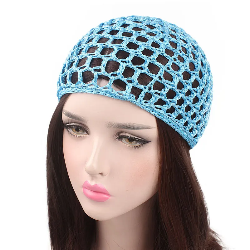 Hand Crocheted Night Cap Bonnet Kufi Hat Ladies Net Hairnet Colorful Cheap Wholesale Net Cap Bonnet Cap