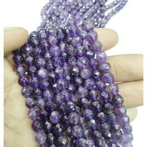 Cuentas de amatista natural genuina, sueltas, redondas, semipreciosas, de grado A, para la fabricación y diseño de joyería DIY, hilo completo. - Product Image 1