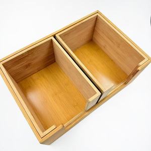 Caja de almacenamiento de tiras de cable de bambú, organizador rectangular de oficina para gestión de cables, uso doméstico - Product Image 1