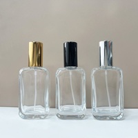 Flacon de parfum carré 35 ml pour professionnels de la beauté, en verre haut de gamme, portable, avec bouchon à vis, finition givrée et sérigraphie, vide
