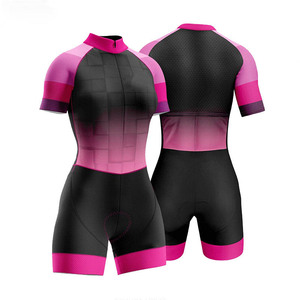 Traje de Ciclismo de Manga Corta Tipo Jumpsuit Ropa de Bicicleta Transpirable para <span class=keywords><strong>Mujer</strong></span> Traje de Triatlón Trisuit - Product Image 1
