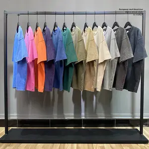 Wholesale 100%Cotton 250G Heavy Washed Solid Color T-Shirt Plus Size Men's Short Sleeve Oversize Tshirt