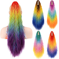 Queue de cheval synthétique à clipser pour femme, en fibre haute température, colorée, longue, bouclée, effet vague d'eau, teinte, style corn-perm, pour le commerce extérieur