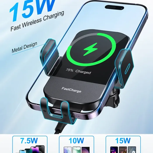 แท่นชาร์จโทรศัพท์ในรถยนต์แบบไร้สาย สีดำ 15W ชาร์จเร็ว อัตโนมัติ หมุนได้ 360 องศา - Product Image 2