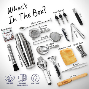 Kit à cocktails portable avec shaker, passoire et doseur pour les voyages, le camping en plein air, les pique-niques, durable, bleu café - Product Image 4