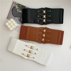 <span class=keywords><strong>Ceinture</strong></span> de taille élastique tendance pour femmes européennes et américaines, <span class=keywords><strong>large</strong></span> de 10 cm, boucle en alliage, longueur de 68 cm, mode transfrontalière, décoration de robe - Product Image 3