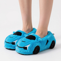 Chaussons d'intérieur en peluche de qualité professionnelle, modèle voiture, doux, chauds, en coton pour l'hiver, pour femmes et hommes, chaussons de voiture en peluche de marque