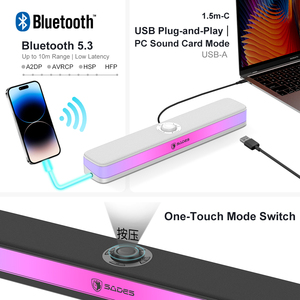 SADES Posevolt Soundbar per Gaming con Luci RGB, Design Portatile, Supporto Connessione Cablata e Aux - Product Image 5