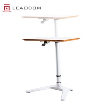 Bureau assis-debout pneumatique réglable en hauteur LEADCOM LS-QF2 en aluminium pour salle de formation et de réunion