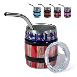 Creative Wood Grain 304 Stainless Steel U-shaped Mini <b>Straw</b> <b>Cup</b> Vacuum Insulation Portable Gift <b>Cup</b> for Weddings Outdoor Use - Product Image 1