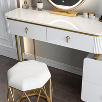 Commode moderne en bois laqué brillant blanc et gris clair avec miroir et lumières LED