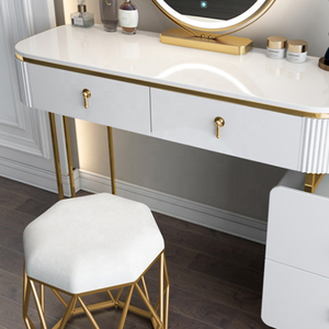 Chambre à coucher en bois de rangement en laque brillante blanche et gris clair <span class=keywords><strong>commode</strong></span> moderne avec miroir lumières led - Product Image 5