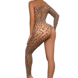 Egzotik Dans Kıyafeti Leopar Desenli Seksi İç Çamaşırı File Çorap Tek Bacaklı Tam Vücut Çorabı Kadınlar İçin - Product Image 1