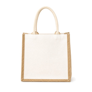 Custom Retro Linen Cotton Rope Tote Bags with Logo Heat Transfer Printed Brushed Finish Portable <b>Small</b> Size Jute <b>Gift</b> Bags - Product Image 2