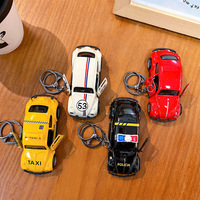 Llavero de coche de doble apertura con retroceso, modelo de vehículo miniatura vintage de aleación fundida, ecológico, juguete creativo, regalo antiestrés