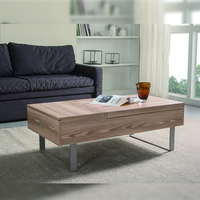 Meubles minimalistes de salon table basse en bois à plateau élévateur avec espace de rangement pour appartements