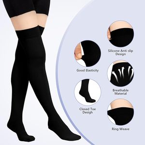 جوارب ضغط مخصصة 20-30 ملم زئبق، جوارب طبية مغلقة الأصابع ذات ضغط متدرج لعلاج الدوالي - Product Image 3