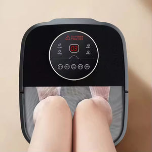 ถังนวดเท้าไฟฟ้าพับได้คุณภาพสูงพร้อมใบรับรอง ระบบควบคุมเวลา ลูกกลิ้งนวด บรรเทาอาการปวดเมื่อย สีแดง ขายส่ง - Product Image 1