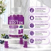 Gummies de Biotine Formule Personnalisée 10000mcg avec Vitamines C, E, B6, B12 pour la Prise en Charge des Cheveux, de la Peau et des Ongles