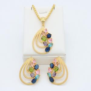 مجموعة مجوهرات نسائية أنيقة بجودة الشمس 5in1 من الماس الزركون الرومانسي أقراط كبيرة قلادة طويلة - Product Image 4