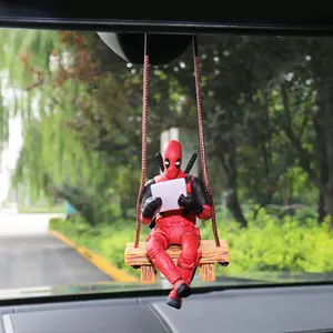 Funny Anime Car Mirror Hanging Accessories Car Pendant Deadpool Ornaments Car Interior Decor Gifts