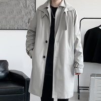 Haute qualité printemps et automne manches raglan poche inclinée coupe-vent longs hommes manteaux couleur unie décontracté automne Trench Coat