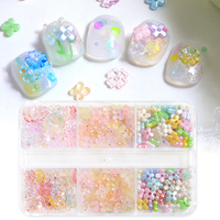 Décorations d'ongles en résine 3D à dos plat, breloques florales colorées en cristal, accessoires mignons pour nail art DIY