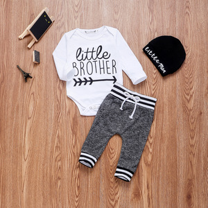 Vêtements pour bébés garçons, ensembles en coton, barboteuse à manches longues, pantalon, chapeaux, tenue 3 pièces, vêtements chauds pour bébés de 0 à 18 mois - Product Image 3