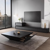 Table basse en bois moderne et minimaliste avec rangement, design géométrique multifonctionnel, élégante pour le salon, mobilier de maison