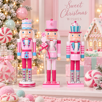 Vente en gros de soldats casse-noisettes en bois rose de 38 cm, décoration de Noël, décoration de la maison, cadeau