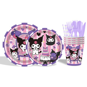 Kouromi nouvelle vaisselle en <span class=keywords><strong>papier</strong></span> jetable pour décorations de fête avec plateau tasse et <span class=keywords><strong>serviette</strong></span> pour les fêtes d'<span class=keywords><strong>anniversaire</strong></span> - Product Image 5