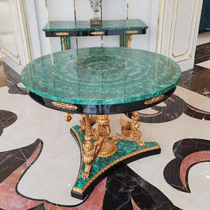 Meuble en pierre semi-précieuse verte de luxe personnalisé <span class=keywords><strong>centre</strong></span> de table en malachite avec pied en laiton - Product Image 6
