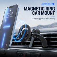 Support de téléphone magnétique pour voiture à ventouse creuse, pince à 3 griffes réglable, rotation stable à 360 degrés pour MagSafe