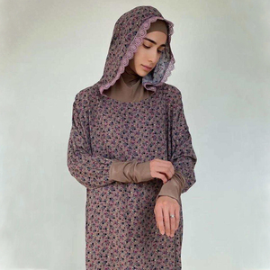 Modello 2023 di Tendenza: Abito Hijab in Viscosa per Donne e Ragazze Musulmane, Vestito Floreale con Doppio Cappuccio, Abaya Dubai, Indumento da Preghiera, Abbigliamento Islamico - Product Image 3