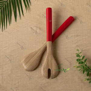 Wholesale Durable Set of 2 Pieces Scarlet Touch Bamboo Utensil Set <b>Serving</b> Salad Kitchen Accessories - Product Image 6