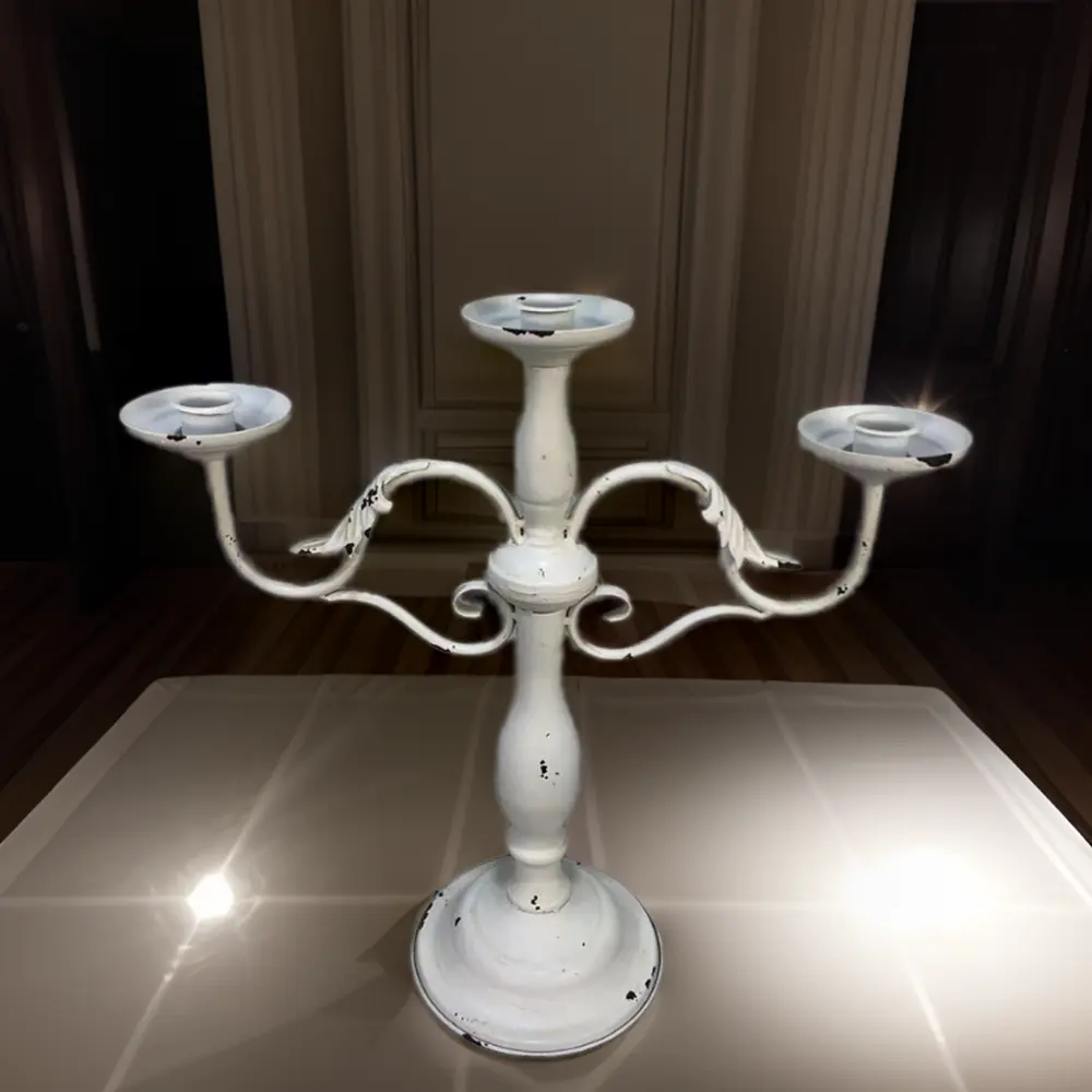 Portavelas de alta calidad, 3 brazos, centros de mesa de boda, candelabro grande de plata, decoración del hogar, linterna de hierro