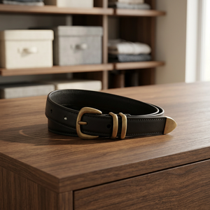 Ceinture décontractée en cuir de vachette style vieilli avec boucle à ardillon, largeur 35 mm, motif rayé - Vente en gros par Divine International - Product Image 1